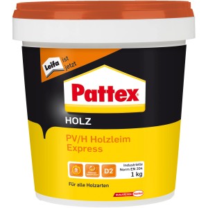 Pattex Holzleim PV/H Express, 1 kg, für Holz, schnell trocknend und transparent.