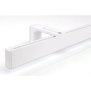 Weiße 1-läufige Deco-Raum Gardinenschiene aus Aluminium, nach Maß, mit Wandhalterung. Modernes Loft-Design für Wohnaccessoires.
