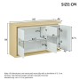 okwish Sideboard mit LED Türen Fächern Wohnzimmer Büro 140x40x84 cm Weiß_5