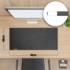 BigDean Schreibtischunterlage Filz XXL 90x40 cm Premium Filz Mauspad & Tischschutz Rutschfest Geräuschdämpfend Edle Filzunterlage für Homeoffice