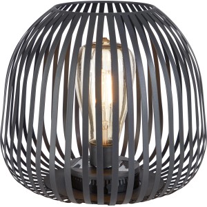 Schwarze Solar-LED-Dekoleuchte Mereta mit Gitterdesign und warmweißem Licht für den Außenbereich.