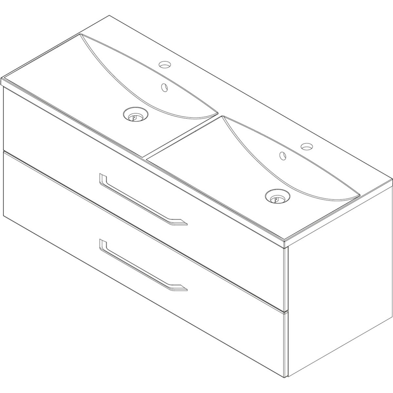 Fackelmann Doppelwaschtisch B.clever 120 cm, Esche Dekor mit zwei Schubladen und Softclose.