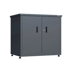 Weka Metall-Terrassenschrank Gary 1, anthrazitfarbener Gartenschrank mit zwei Türen und Einlegeboden.