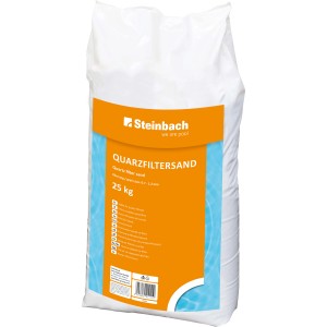 Sack Steinbach Quarzfiltersand, 25 kg, Körnung 0,7-1,2 mm, für Sandfilteranlagen.