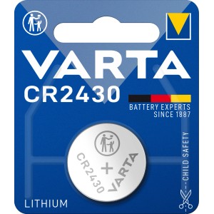 Varta Lithium Knopfzelle CR2430 in kindersicherer Verpackung.