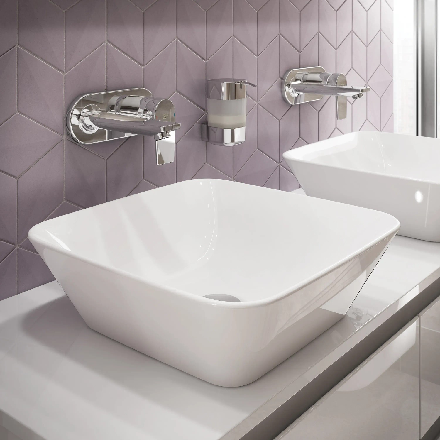 Ideal Standard Connect Air Handwaschbecken, 40x40 cm, weiß, ohne Hahnloch und Überlauf.