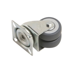 Apparate-Doppel-Lenkrolle, Ø 50mm, 80kg Traglast, mit Anschraubplatte und Kugellager.