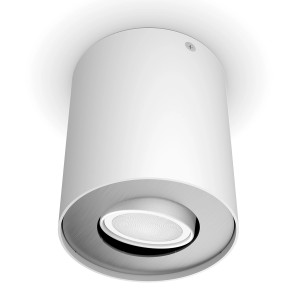 Weißer Philips Hue LED-Aufbauspot Pillar für smarte Beleuchtung im Innenbereich.