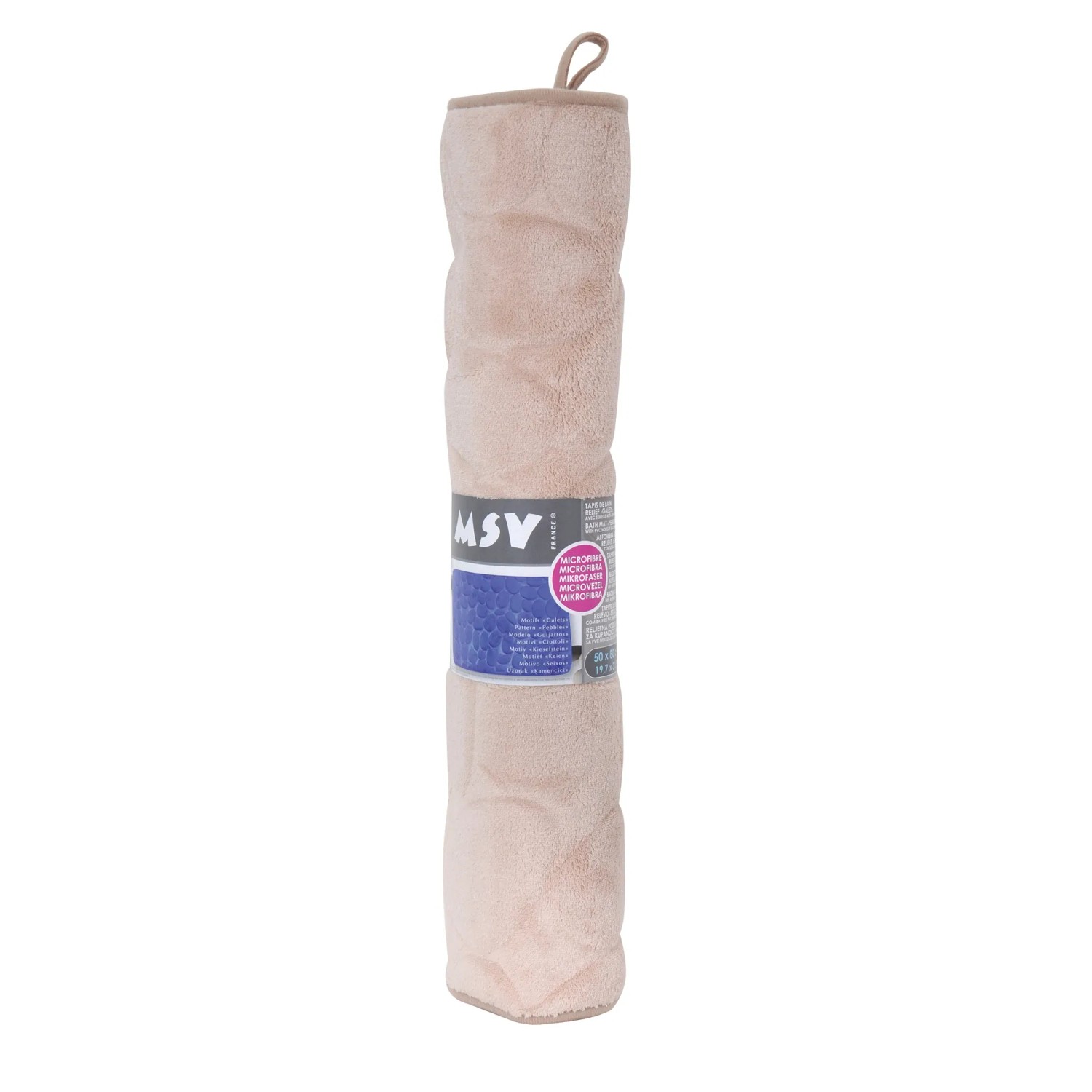 Beige MSV Badematte Kiesel, 50x80 cm, mit Kieselstein-Optik und Antirutsch-Unterseite.