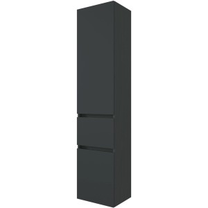 Moderner Bad-Hochschrank Verona in Grau-Graphitgrau, 40 cm breit, mit Schublade für mehr Stauraum im Badezimmer.