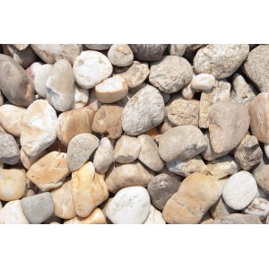 Bunte Flusskiesel, 32-50 mm, im 1000 kg Big-Bag. Zierkies für Garten- und Landschaftsbau.