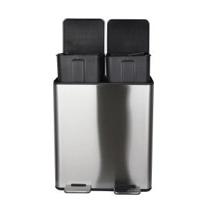 Spirella Kosmetikeimer Aliya, 2x20L, Chrom, mit zwei Fächern zur Mülltrennung.