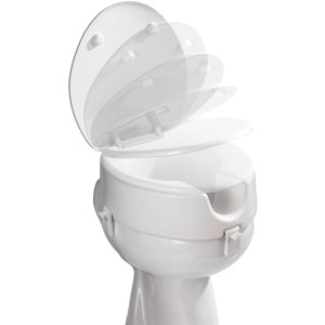 Wenko WC-Sitzerhöhung Secura Premium, weiße Toilettensitzerhöhung mit Absenkautomatik.