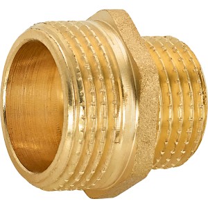 Messing Gewinde-Reduziernippel, 26,4 mm (R 3/4) x 33,3 mm (R 1) für Gewindefittings.