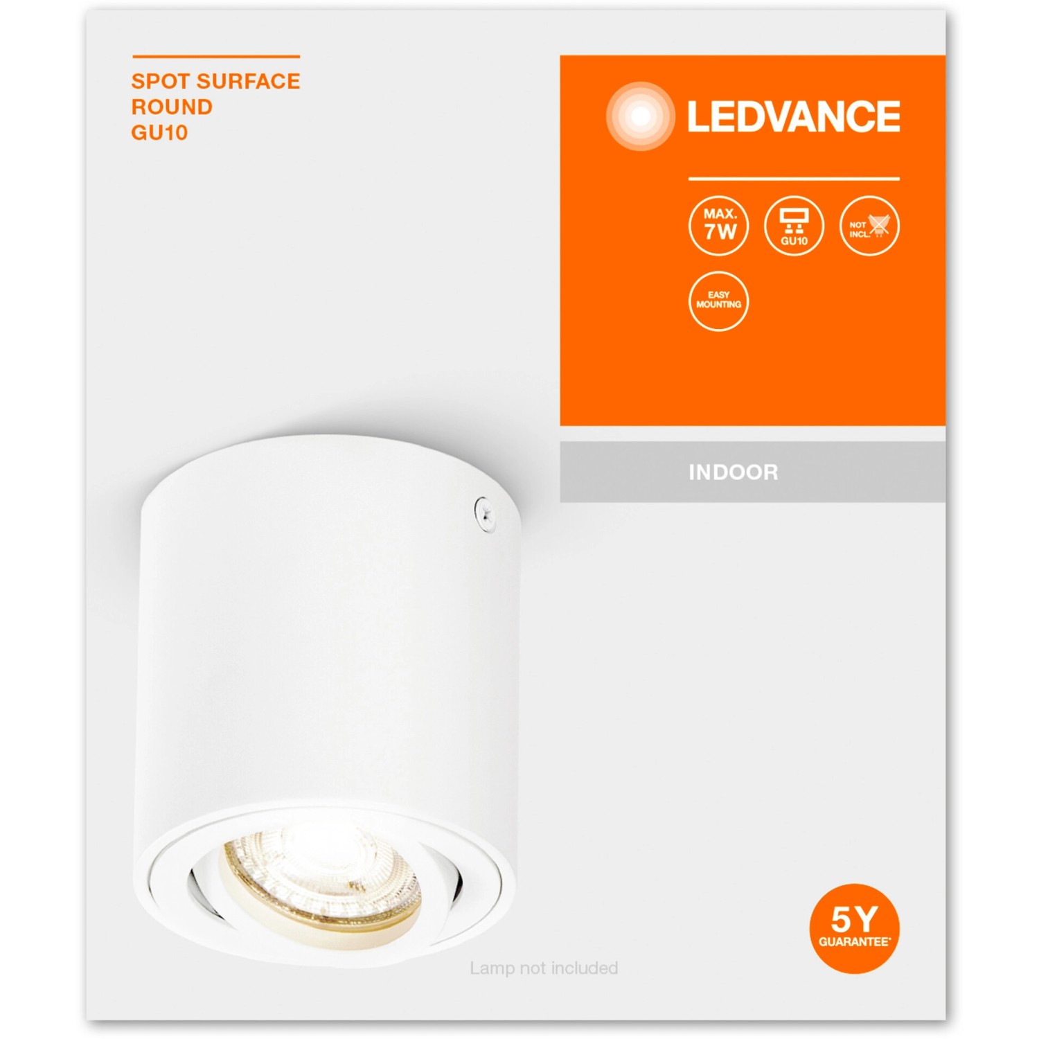 Ledvance Spot, 1-flammig, weiß, Ø 8 cm, Aufbauspot für GU10 Lampen.