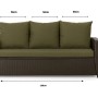 Grünes 1-tlg. Gartenkissen Set für 3-Sitzer Polyrattan Gartensofa, 150x60x50 cm.