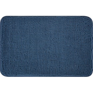 Dunkelblaue baliv Badematte (40x60 cm) aus Polyester, Badteppich für Badezimmer.