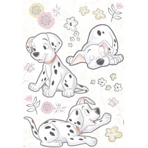 Komar Deko-Sticker Best Of Friends, Wandtattoo mit Dalmatiner-Motiv und Blumen.