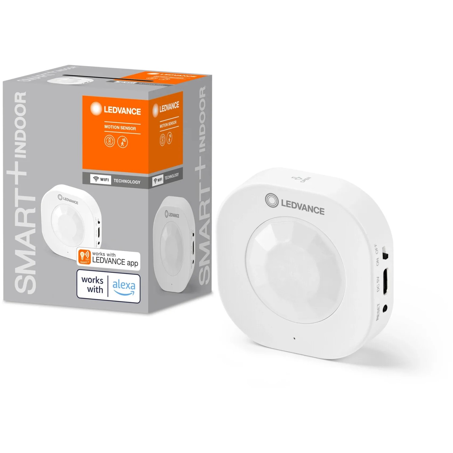 Ledvance Smart+ Bewegungsmelder, weiß, 6 cm. Smarter Sensor mit WiFi, kompatibel mit Alexa.