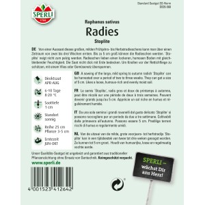 Sperli Radieschen Radies Stoplite Samenpackung, ideal für den Gemüseanbau im Garten.