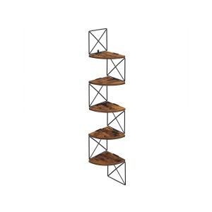 Vasagle Eckregal mit 5 Ebenen im Zickzack-Design, braun-schwarz. Wandregal für Deko und Bücher.
