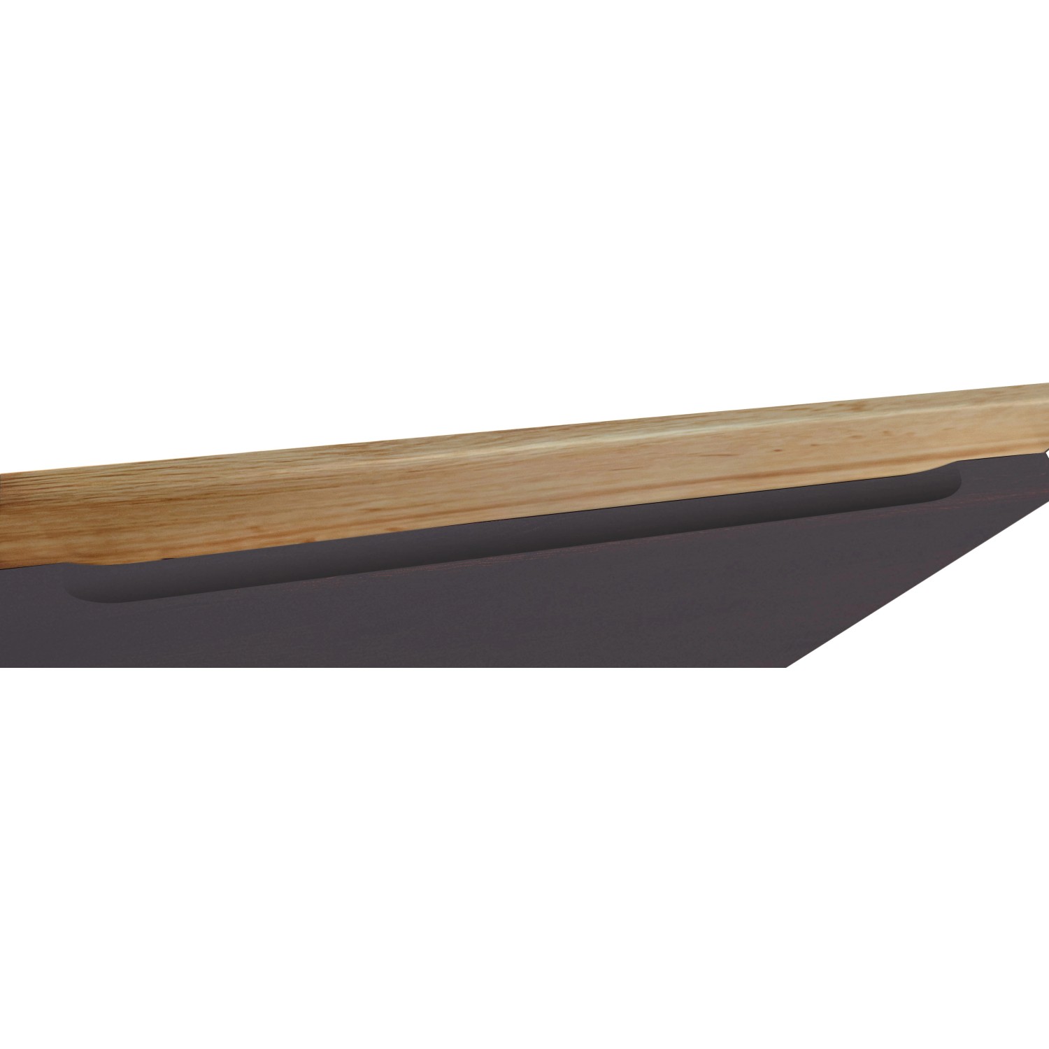 Detailaufnahme: Held Möbel Ofenumbauschrank Turin in Graphit/Wotaneiche, grifflose Front.