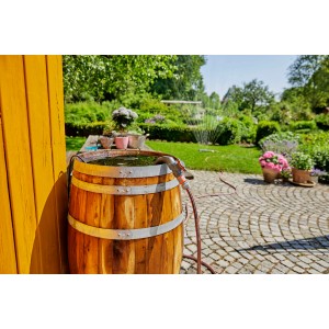 Gardena Regenfasspumpe 4700/2 inox automatic im Einsatz zur Gartenbewässerung.