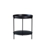 okwish Couchtisch mit Massivholz Metall Wohnzimmer 2-stöckig Rundtisch 44x44x48cm Schwarz_4