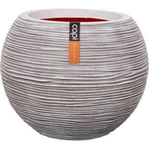 Elfenbeinfarbener Capi Pflanztopf Nature Rib Kugel, Ø 40 cm, mit Riffelstruktur.