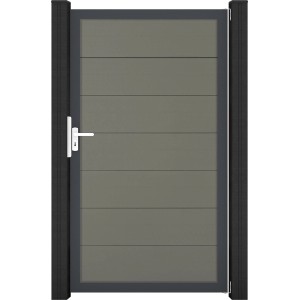 Graues GroJa Tor Solid Grande, 150x180 cm, mit Rahmen DB703. Sichtschutzzaun Tor.