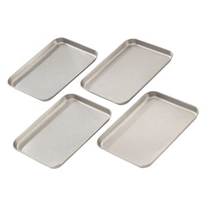 Enders Serviertablett-Set, 4 Edelstahl-Tabletts für Grillgut und Speisen.