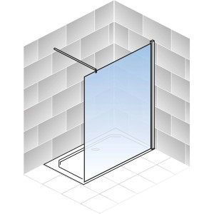 Schulte Walk-In Dusche ExpressPlus M8, Chromoptik, klares Glas, 200x90 cm. Barrierefreier Duschbereich.