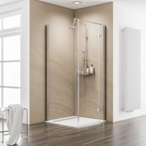 Schulte ExpressPlus Drehtür MasterClass mit Seitenwand, Anschlag rechts, Chromoptik. Elegante Duschtür für Ihr Badezimmer.