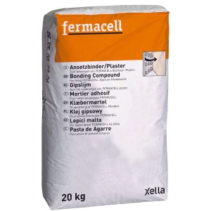 Fermacell Ansetzbinder 20 kg Sack, geeignet zum Anbringen von Gipsfaserplatten an der Wand.