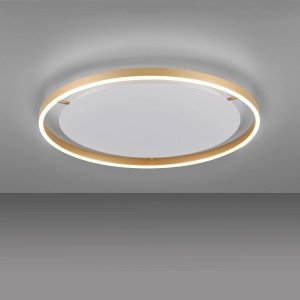 Moderne, runde LED Deckenleuchte Ritus in Messing Matt, Ø 60 cm. Dimmbar in 3 Stufen.