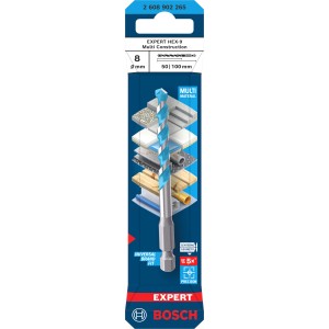 Bosch Expert Hex-9 Universalbohrer, 8 mm, für präzise Bohrungen in verschiedene Materialien.