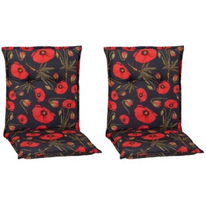 2er-Set Beo Sitzauflagen Trondheim für Niedriglehner mit Mohnblumenmuster.