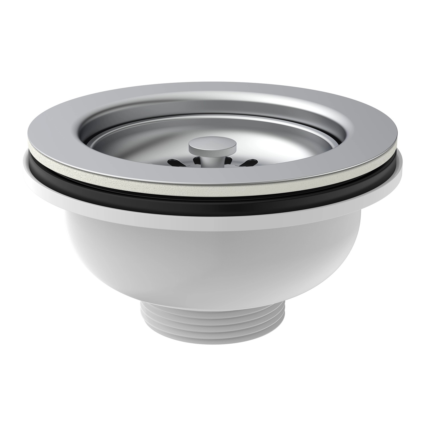 Kirchhoff Korbventil mit Edelstahl-Sieb (Ø 114mm) für Spüle, 1 1/2 AG Anschluss.