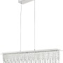 Moderne LED-Pendelleuchte SCALA in Chrom mit Kristallbehang, dimmbar und mit Fernbedienung.