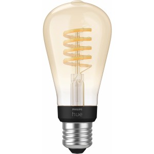 Philips Hue Filament Lampe E27 ST64, dimmbare LED im Vintage-Look.