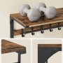 Songmics Wandgarderobe Barnet-old mit Ablage, 10 Haken, braun-schwarz, mit Hanteln dekoriert.