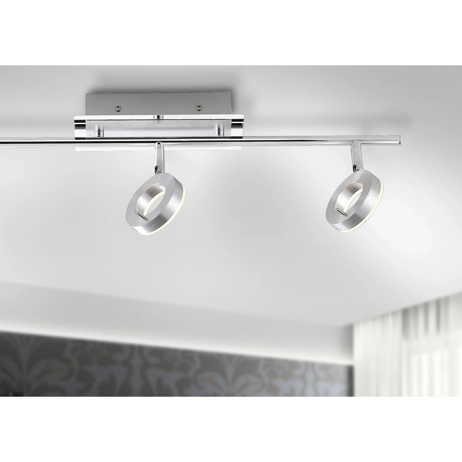 Moderne, 3-flammige LED Deckenleuchte Sileda von Paul Neuhaus, Aluminium matt.