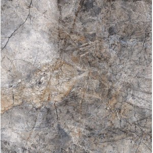 Eurostone Feinsteinzeugfliese Princess Dark Grey, glasiert poliert, 60x60 cm. Naturstein-Optik mit grauen und braunen Maserungen.