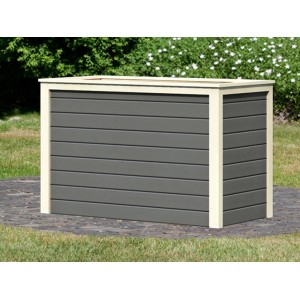 Karibu Hochbeet Größe 1, 133x69 cm, terragrau. Holz-Hochbeet mit Rahmen in Creme.