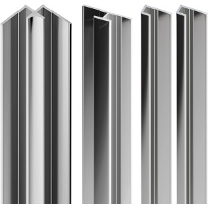 Schulte ExpressPlus Profilset DecoDesign für Duschrückwände in Chromoptik, bestehend aus Endprofilen und Verbindern.