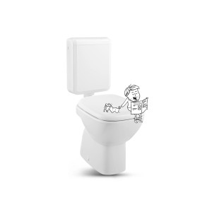 Weißes baliv Stand-WC-Set mit Aufputz-Spülkasten und waagerechtem Abgang.