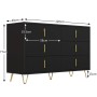 okwish Sideboard mit Goldgriffen Stauraum Wohnzimmer 120x40x77cm Schwarz_5