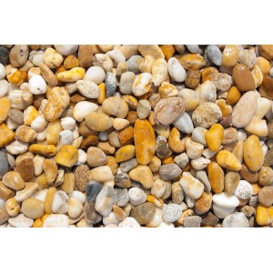 Bunte Flusskiesel, 16-32 mm, im 1000 kg Tandem-Bag. Zierkies für Garten und Landschaft.