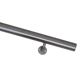 Edelstahl Handlaufset, 200 cm lang, mit Halterung für Wandmontage.