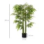 HOMCOM künstlicher Bambusbaum, 140 cm hoch, mit grünen Blättern und schwarzem Topf. Realistischer Look für drinnen & draußen.